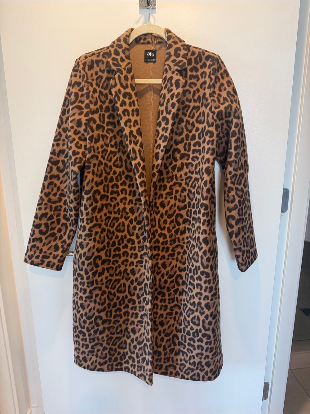 Zara Leopard Print Trench Coat in Brown and Black SIZE LARGE